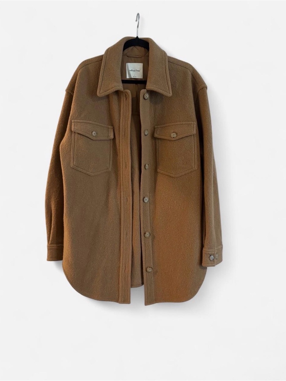 Aritzia Wool-Blend Shacket in Camel Brown